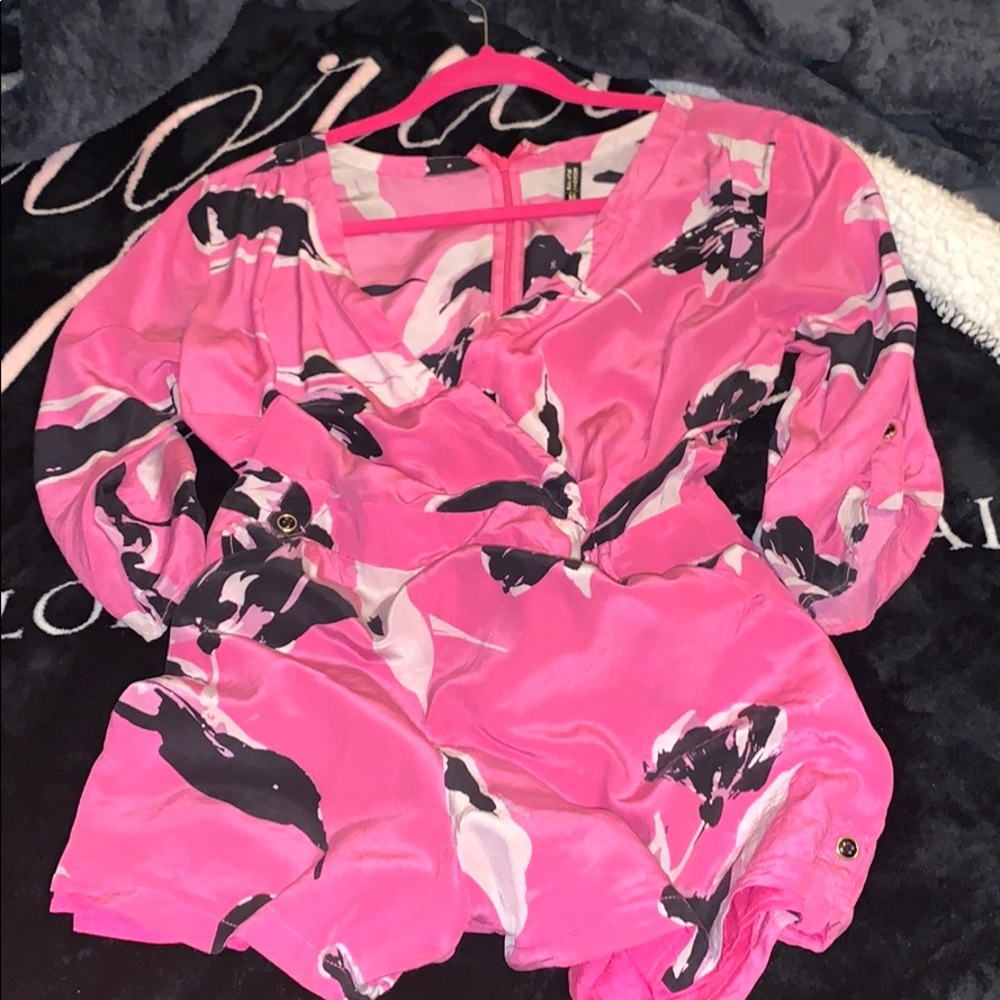 pink floral romper